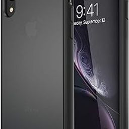 EGOTUDE Dual Layer Hard Back Rubberized Matte Semi Transparent Bumper Cover Case for iPhone XR (Black)-23