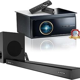 E GATE FireFlix 10X Projector Sound Bar Combo | Dual OS 4K Projector (Android+FTS) + 300W Dolby Soundbar with HDMI ARC | 100% Dust Proof, 1000 ISO Lumens & 2100FC | Native1080p & 4k HDR EGate Black-19