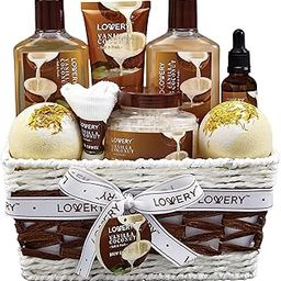 LOVERY Vanilla Coconut Home Spa Set - 9 Piece Bath and Body Basket With Fragrant Lotions, Extra Large Bath Bombs, Coconut Oil, Luxurious Towel for Women and Men-image-54