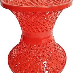 Homestic Mesh Design Both Sided Plastic Sitting Stool, Planter Stand, Sidetable for Living Room, Bed Room, Garden in Damroo Style (Orange)-image-20