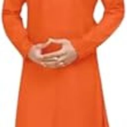 Men Cotton Kurta with Readymade Silk Dhoti With Orange Color-image-84