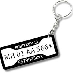 Customized Number Plate Keychain for Bikes and Cars Personalized Keychain (pack of 1) long Size printed Customized Keychain-6