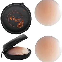 Reusable Nipple Covers with Case, Comfortable & Natural Invisible Self Adhesive Washable Silicone Pasties for Women (Skin Color)-image-92