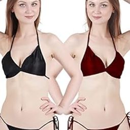 Women's Cotton Satin Lingerie Bra & Panty Set, Combo Pack of 2 in Red, Pink, Black, Purple, Maroon, S to 3XL-picture-41