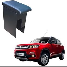 Wooden Car Center Armrest with Console Box with storage Comfort Support for BREZZA 2016-2022 ONWARDS. Black colour-image-93