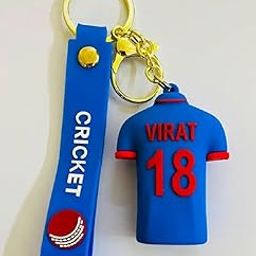 Key Ring Virat-18 Jersey Team India Cricket Keychain Blue with Strape Cricket Ball Design (Pack Of 1)-picture-44