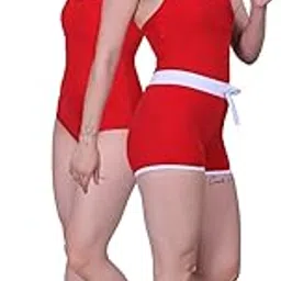 megaska Women's One Piece Padded Adjustable Straps Monokini Bodysuit Swimwear with Bow Style Swim Shorts Swimsuit Set-picture-5