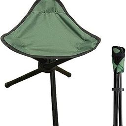 Kuber Industries Portable Stool for Travelling|Foldable Outdoor Sitting Chair|Tripod 3 Leg Chair for Camping, Picnic, Hiking|Green-92