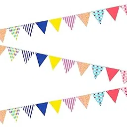 AMFIN® (Pack of 3) Party Bunting Flags Banner for Birthday Decoration, Decoration for Wedding, Engagement, Baby Shower, 1st Birthday, Anniversary Party, Office Party, Christmas & New Year - Multicolor-10