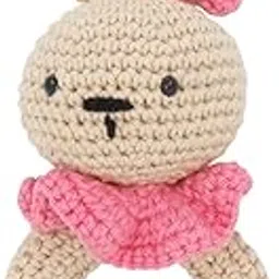 Prapti Handicrafts Baby Toys Cotton Crochet Bunny Teethi/Ring Teether for Infants/Kids/Babies (Beige)-20