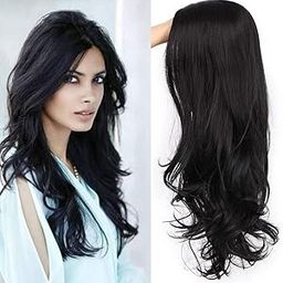 Akashkrishna Black Wavy Synthetic Hair Wig | Long Hair Wigs Women & Ladies | Natural Hairline Middle Parting Hairs For Party Cosplay & Fashion | Wig & WigCap-image-62