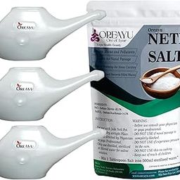 OREAYU™ Durable Unbreakable Jal Neti Pot (3 Pcs) for Sinus Congestion With Neti Salt (200g))-12