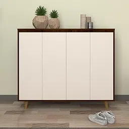 spacesbyU Octaro Shoe Rack (30 Pairs) | Height Adjustable Shelves | Premium Engineered Wood | Installation Type - Free Installation (Frosty White & Brazilian Walnut)-image-37