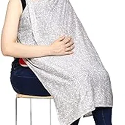 Feather Hug® Premium Nursing cover for breastfeeding - Feeding apron for mom, stretchy cotton feeding cover for mother, Real breathable breast feeding cover, Multi use soft nursing apron, No see - Through breastfeeding cover for mother (Wild Grey Jasmine) Free Baby Mittens or Bib etc.-picture-11