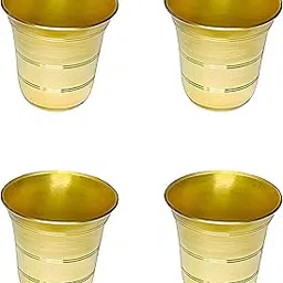 Beautifull Pure Brass Small Pooja Glass Set of 4 Pcs for Serving Water, Milk, or Other offerings During Puja || Pital Glass for Daily Puja Home - (Pack of 4, Size- 2 inches)-image-19