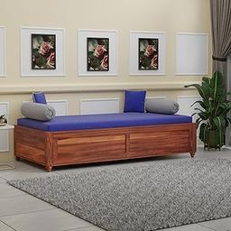 WOODTREND Solid Sheesham Wood Diwan Cums Bed with Storage, 3 Seater Sofa Cum Couch, Divan Cot for Home Hall Divan Bed for Living Room, Without Mattress and Without Pillow - Honey Finish-20