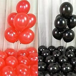 Flyloons Black Red Balloons Pack of 50 for birthday decoration items also suitable for Anniversary, Wedding, Celebration, Party-image-79