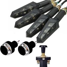 A4S AUTOMOTIVE & ACCESSORIES Bike Led Light Combo 2 Handle Lights + 4 DUK Indicators Lights With Push Button Combo -Pack of :7-picture-2