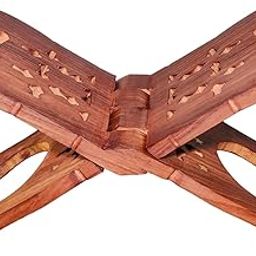 Big Sheesham Wooden Hand Carved Holy Book Stand for Quran, Bible, Gita Reading Book Stand (Brown- 12 Inches)-image-20