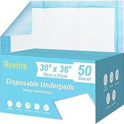 Rovitta 50 Count 30” x 36” Heavy Absorbency Disposable Underpads-image-43