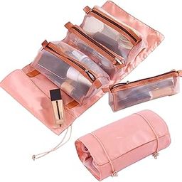 Foldable 4 in 1 Makeup Toiletry Bag Hanging Roll Up Bag Cosmetic Storage Bag Travel Organizer Bag for Women (1Pcs) Multicolor-image-63