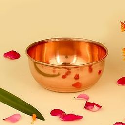 Gyarsilal's Pure Copper, Tamba Katori Bowl for Pooja, Dinnerware -150ML-TK-01 - Tambe Ki Puja Catori - Health Benefit Vati - Flower Decoration Bowl - Set of 1- Multipurpose Use-image-34