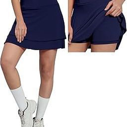 Skirt with Shorts for Women's & Girl's Solid High Waist Flared Skater Short Mini Tenis Skirt (in, Alpha, M, Regular, Navy Blue)-image-45