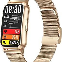 SHINRAN Health Smart Watches for Women, Fitness Activity Tracker Watch, Waterproof Blood Pressure Pedometer Watch with Blood Oxygen, Step Tracker, Heart Rate and Sleep Monitor, Gold-14
