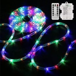 Bebrant LED Rope Lights Christmas String Lights Battery Operated-40Ft 120 LEDs 8 Modes Outdoor Waterproof Fairy Lights Dimmable/Timer with Remote for Garden Party Decoration (Multi-Color)-19