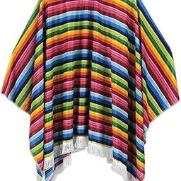 Men Women Mexican Serape Poncho Colorful Cinco De Mayo Mexican Fiesta Serape Poncho Fiesta Cosplay Party Supplies Halloween Costume Mexico Traditional Serapes Ponchoes for Adults-image-78