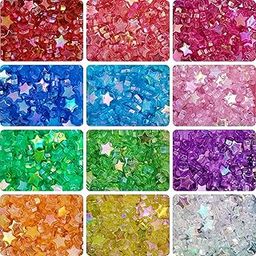 INDIKONB Multicolor Star Shaped Rainbow Beads, 8mm Plastic Craft Beads for Jewelry Making, Kids Crafts, DIY Projects, Bracelets, Necklaces-32