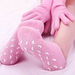 Moisturizing Gel Socks & Gloves Set Combo with Spa Feet Protector Crack Heel Repair Socks With Moisturizing Hand Glows Natural Oil And Vitamin-E Therapy Sock ＆ Glove, Soften Repairing Dry Cracked, Hands Feet Skin Care, Effective in Repair Dry and Chapped Hands and Feet Skin Winter Spa Gel Heel Socks for Woman Men (Multi Color)-picture-8