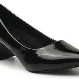 Women's Solid Pointed Toe Block Heel Pumps-16