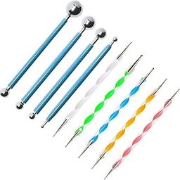 Levin Dotting Tools 9Pcs Ball Embossing Stylus Set for Mandala Rock Painting Pottery Clay Modeling Carbon Transfer Paper Nail Art Ornaments Art Craft DIY(4 Ball Tools & 5 Acrylic Dotting Tools)-picture-1