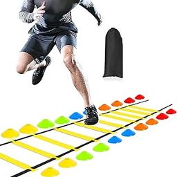 Serveuttam Agility Ladder 4 Meter Speed Training Ladder with 10 Adjustable Rungs, for Soccer, Football, Sports Training - Includes Heavy Duty Carry Bag Speed Ladder (Ladder with Cone, 4 m)-26