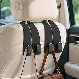 KeepCart Leather Car Purse Hanger Holder for Bags, Double Car Seat Headrest Hooks, Cars Organizer and Storage Accessories Pack of 2 (Black)-23