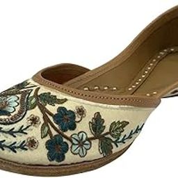Ladies Jutti for Wedding Ethnic Party Shoes Handmade Punjabi Juti Flat Bridal Shoes White Multi-image-84
