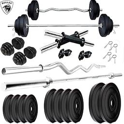 BULLAR Home Gym Combo, 16kg to 30kg 3ft Curl Rod 4ft Straight Rod, Pair Dumbbell Rods, Weight Plates, Gym Equipment Set (30 Kg)-image-78