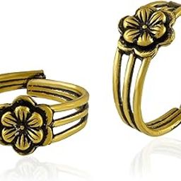 Oxidised Plated Brass Flower design adjustable Toering For Girl Women (ACTR01612)-image-84