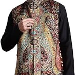Velvet Ethnic Motifs Printed Nehru Jacket - Mandarin Collar, Formal Wear, 2 Pockets-picture-13