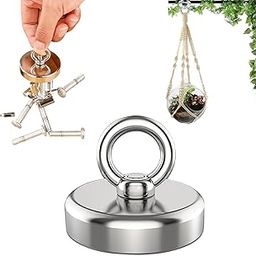 Gozaqe Strong Fishing Magnet,36 mm Strong Magnets Heavy Duty,39 Kgs Vertical Pulling Force Fishing Magnets with Eyebolt for Salvage Metal,Heavy Duty Hook for Ceiling-26