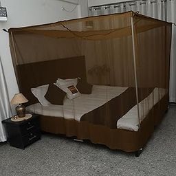 EMBOSSED Mosquito Net for King Bed Queen Size Bed Doubel Size Bed Mosquito Net for Bed samepatti_Plain_Khakhi_57-25