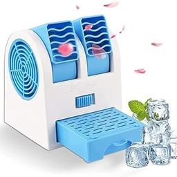 Mini Cooler AC USB and Battery Operated Air Mini Water Air Cooler Cooling Fan Duel Blower with Ice Chambe Perfect for Temple,Home,Kitchen USE, Study.-image-89