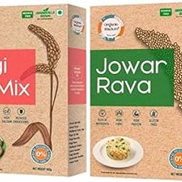 Organic Wisdom-Back to Roots Jowar Rava & Ragi Idli Mix Combo Pack | 400g each, 100% Natural & Gluten Free | Stone Grounded | High Protein, Calcium, Dietary Fibre, Iron-image-4