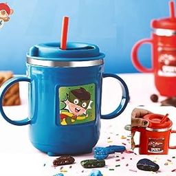 Aekatray Stainless Steel Milk Sipper Mug for Kids with Soft Silicone Straw and Handle,Anti-Spill Sippy Cup, BPA Free-300ml-image-47