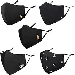 MASQ By Q-One Black Men 4 Layer, Reusable, with Ear Adjusters, Anti-Bacterial (BFE>99%) Cotton Cloth Face Mask for Men, Boys (Black, Pack of 5)-13