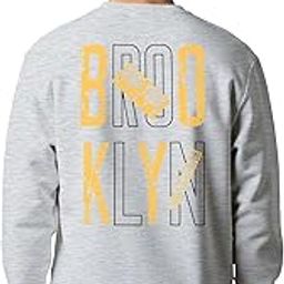 Winter Sweatshirt for Men Big Brooklyn New York Typographic Crew Neck Cotton Blend Full Sleeve Oversized Sweatshirt-image-86