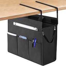MASTLU Under Desk Hanging Storage Bag, Desk Organizer Storage, Office Side Storage Bag, Compatible with A4 Files, Detachable Handle Design, No Assembly Required, For Office Home School (Black)-image-8
