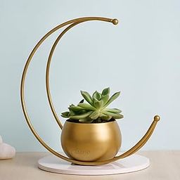 Classyo Geometric Decorative Metal Round Shape Flower Vase for Home Decoration, Centre Table Decoration Piece, Golden Vase for Home Decor, 9 Inch-image-90