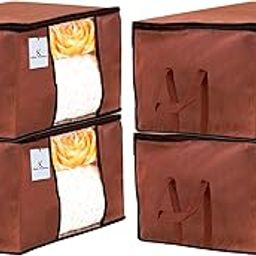 Kuber Industries Underbed Storage Bag, Storage Organiser, Blanket Cover Set of 4 - Dark Brown, Extra Large Size-image-2
